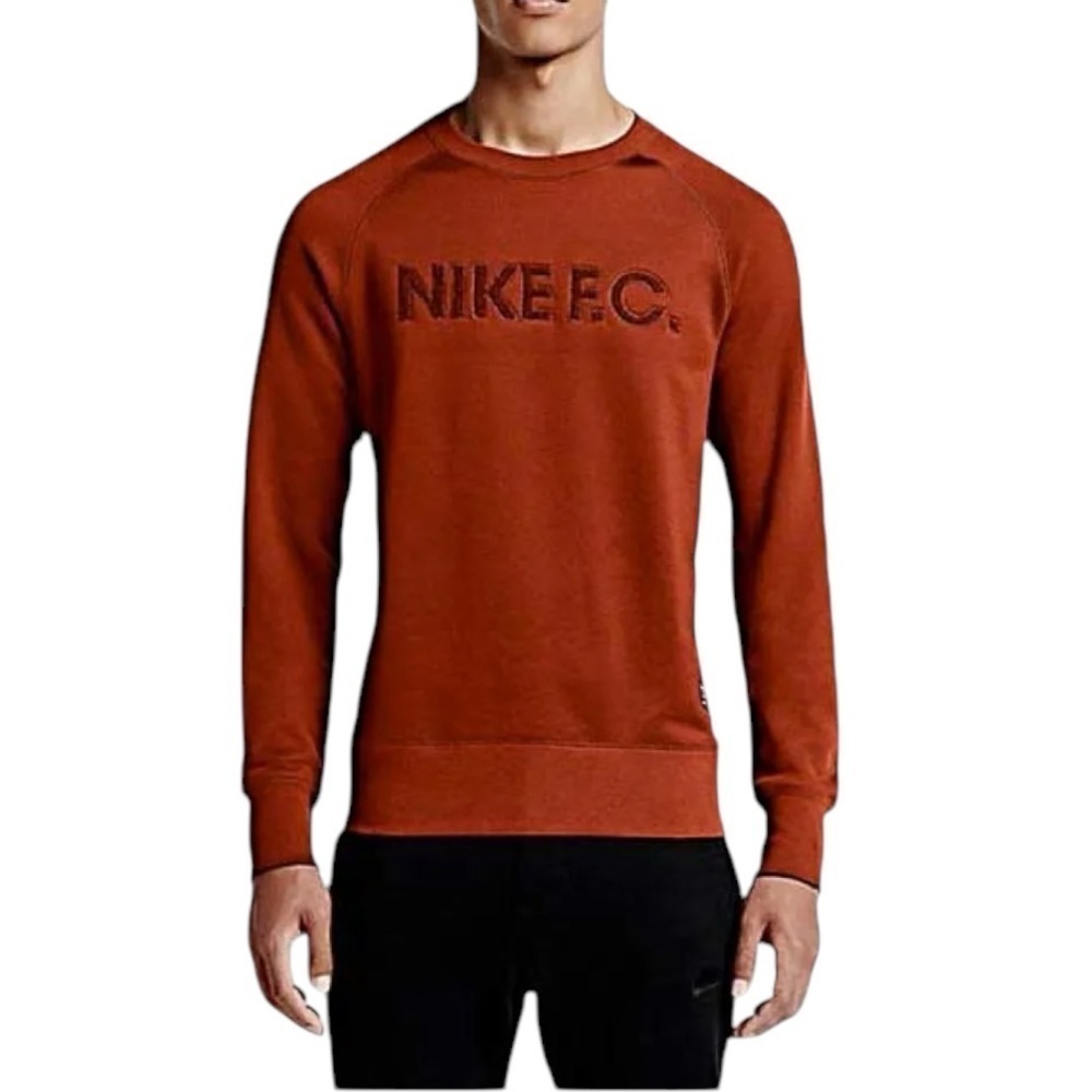 Nike F.C. AW77 1994 Long-Sleeve Crew Mens Sweatshirt. Burnt Orange Size S #1440